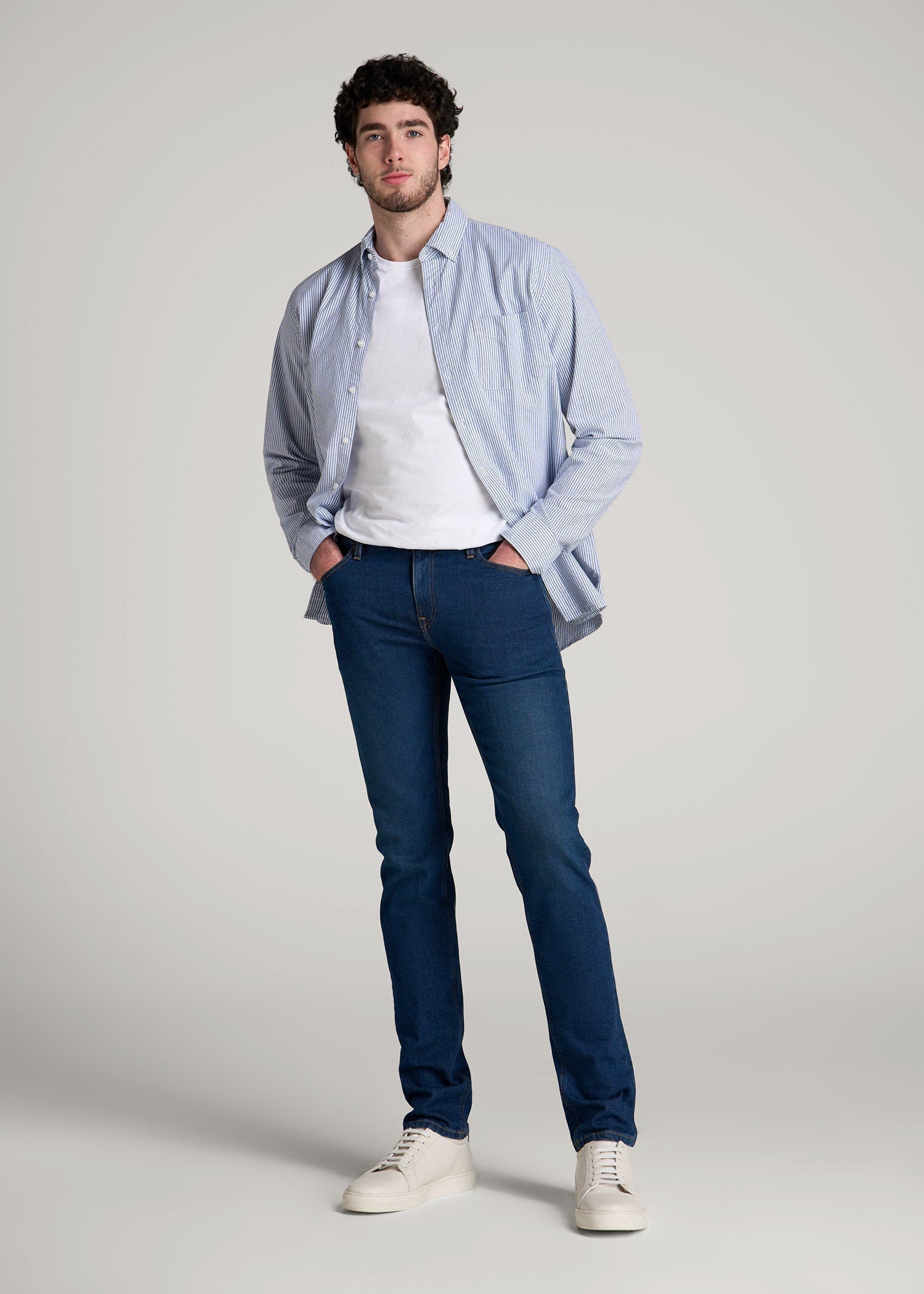 Americana Collection Dylan Slim Fit Jeans For Tall Men in Crown Blue