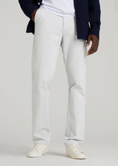 4 Way Stretch Commuter TAPERED Chino Pants for Tall Men in Silver Drop
