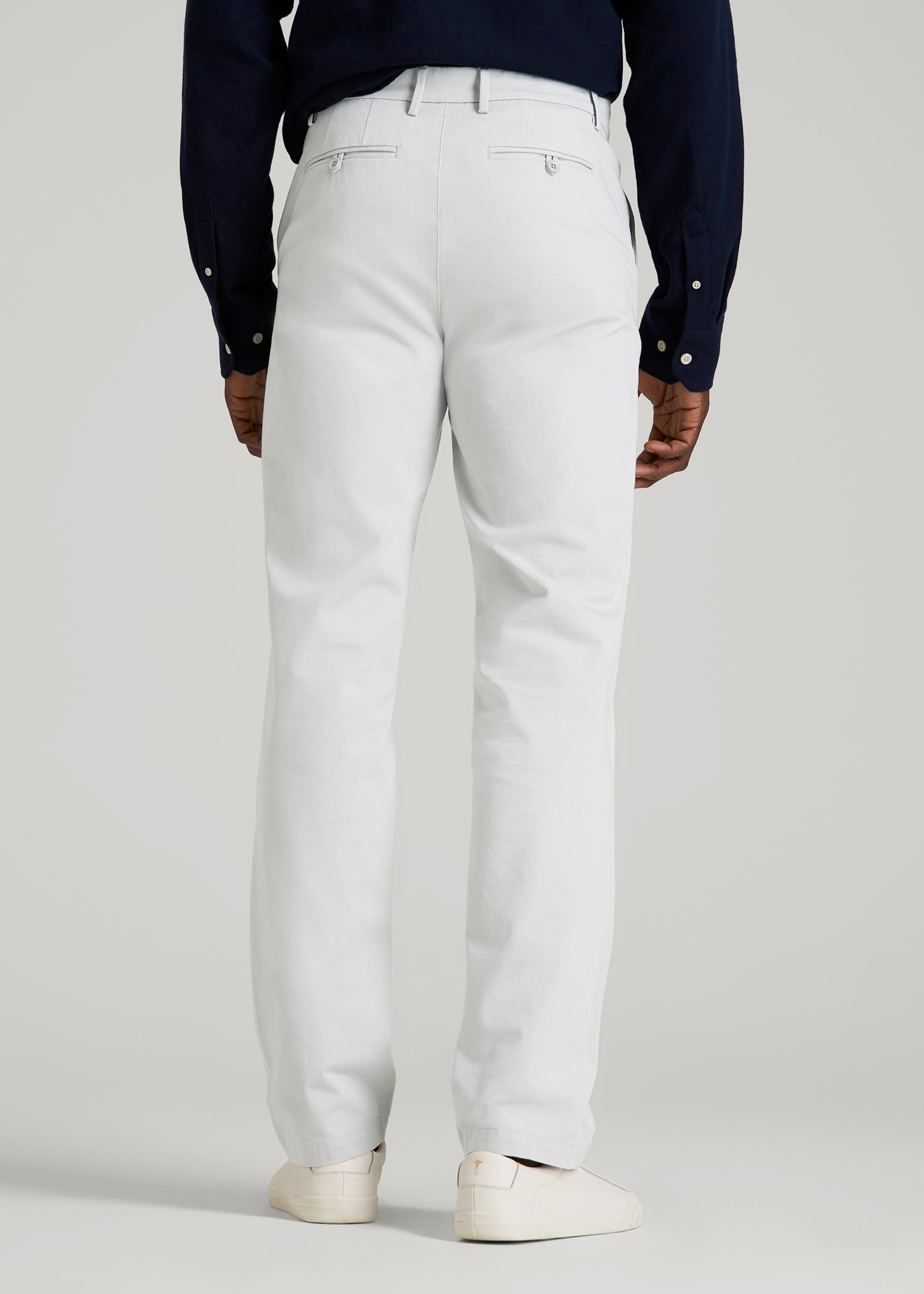 4 Way Stretch Commuter TAPERED Chino Pants for Tall Men in Silver Drop
