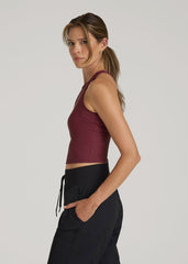 Cropped Ribbed Tank Top for Tall Women in Tawny Port