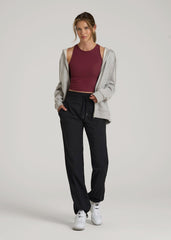 Cropped Ribbed Tank Top for Tall Women in Tawny Port