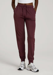 Garment Dyed Joggers for Tall Women in Washed Tawny Port
