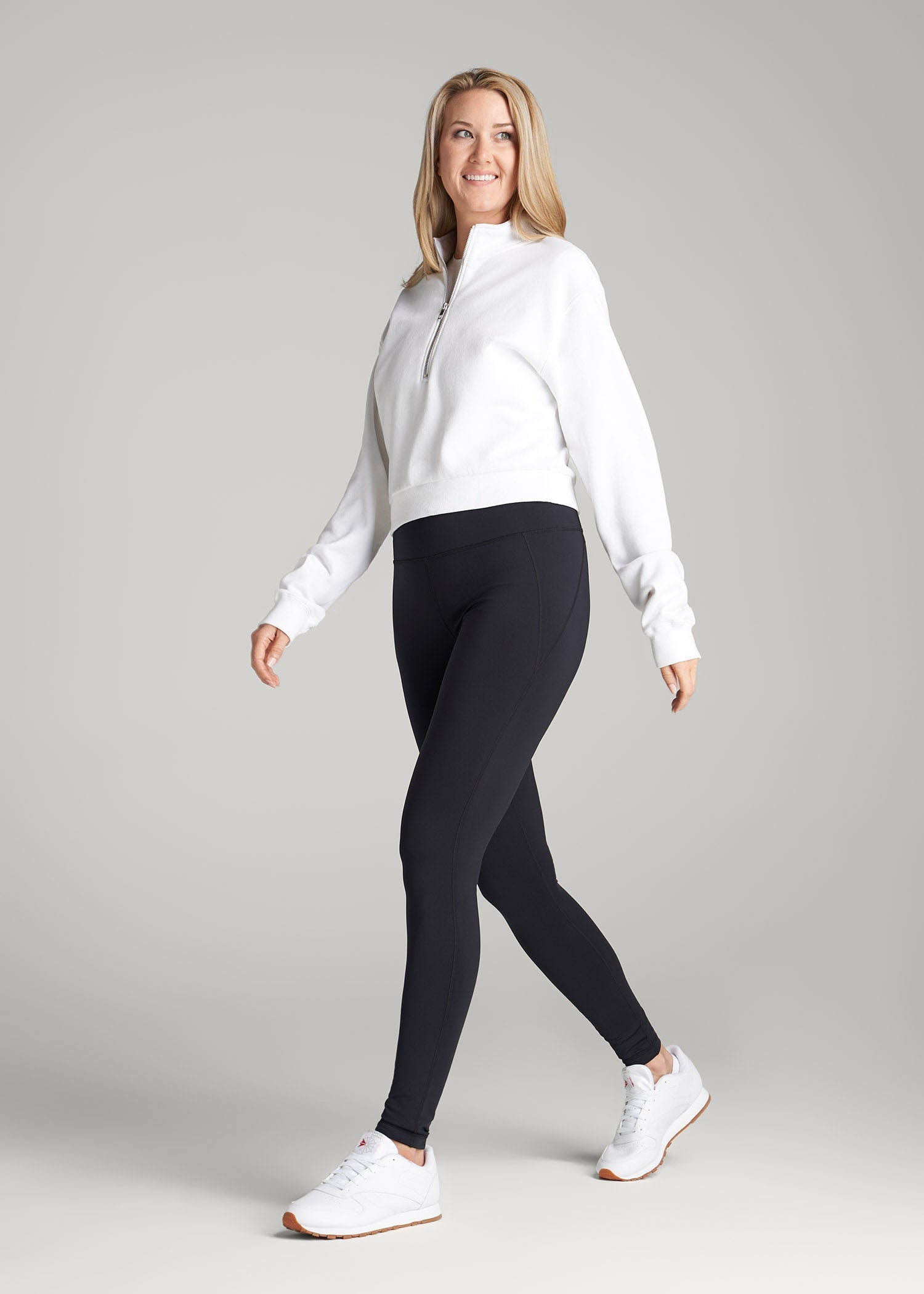 Fleece-Lined Leggings for Tall Women in Black