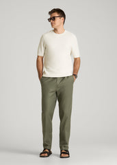 Braided Knit T-Shirt for Tall Men in Ecru