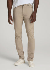 Dylan Slim Fit Five-Pocket Pants For Tall Men in Desert Khaki