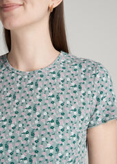 Cropped Waffle Tee for Tall Women in Seaglass Floral