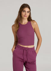 Cropped Ribbed Tank Top for Tall Women in Purple Gumdrop