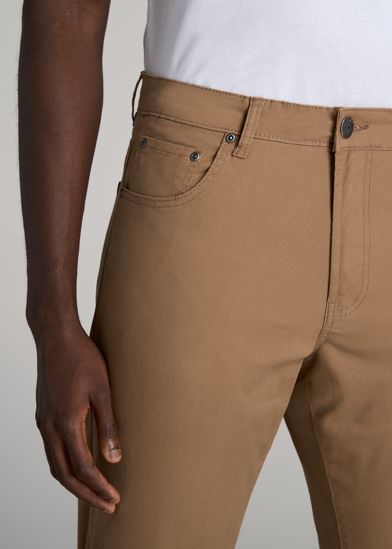 Carman TAPERED Fit Five Pocket Pants for Tall Men in Russet Brown