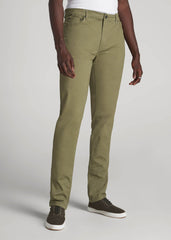 Dylan Slim Fit Five-Pocket Pants For Tall Men in Fatigue Green