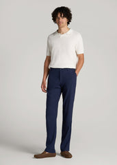Garment Dyed Linen Casual Pants for Tall Men in Summer Blue