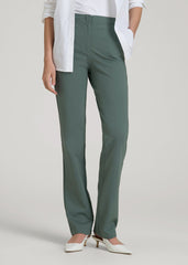 Freedom Flex Slim Straight Leg Dress Pants for Tall Women in Balsam Green