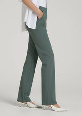 Freedom Flex Slim Straight Leg Dress Pants for Tall Women in Balsam Green