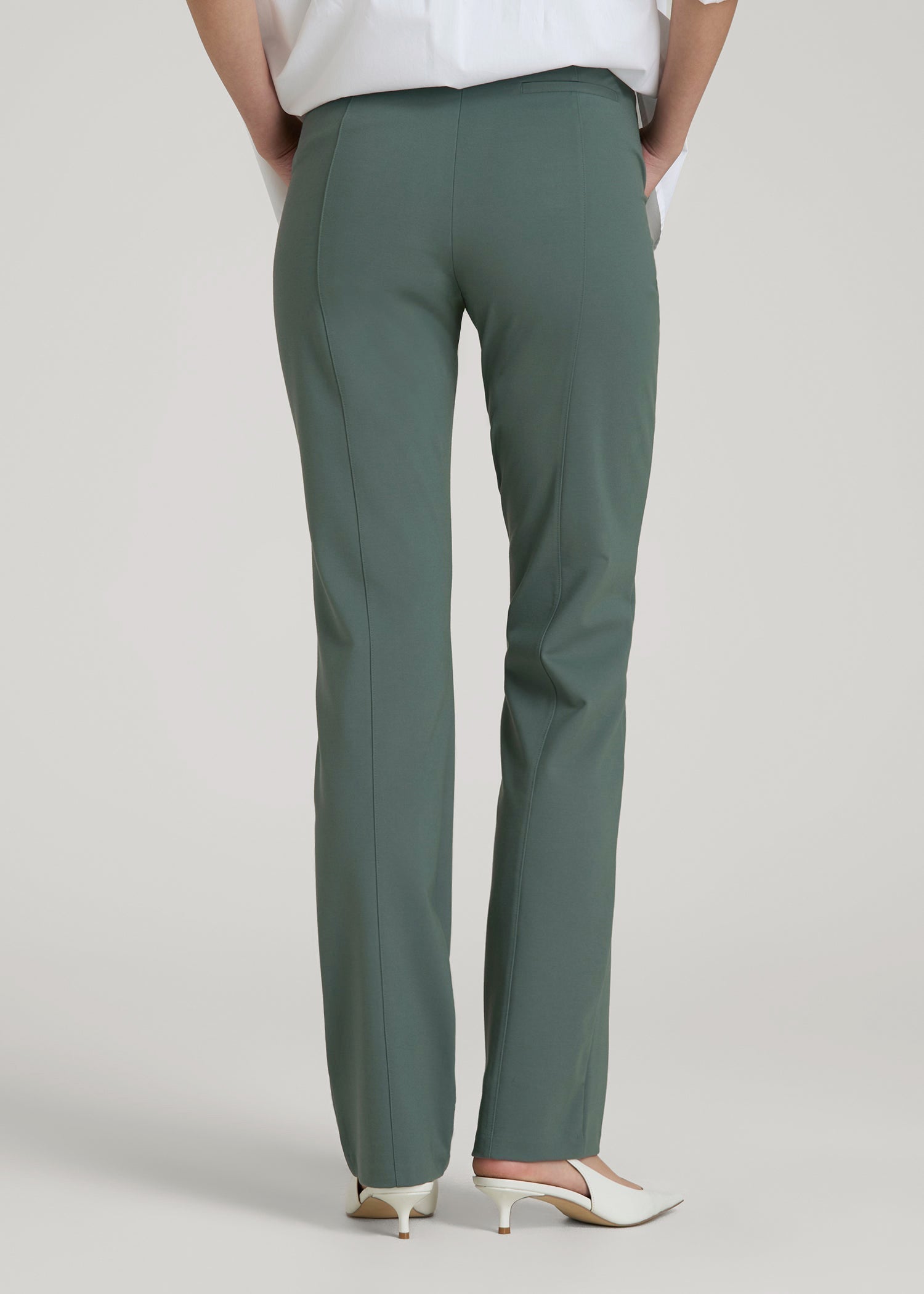 Freedom Flex Slim Straight Leg Dress Pants for Tall Women in Balsam Green