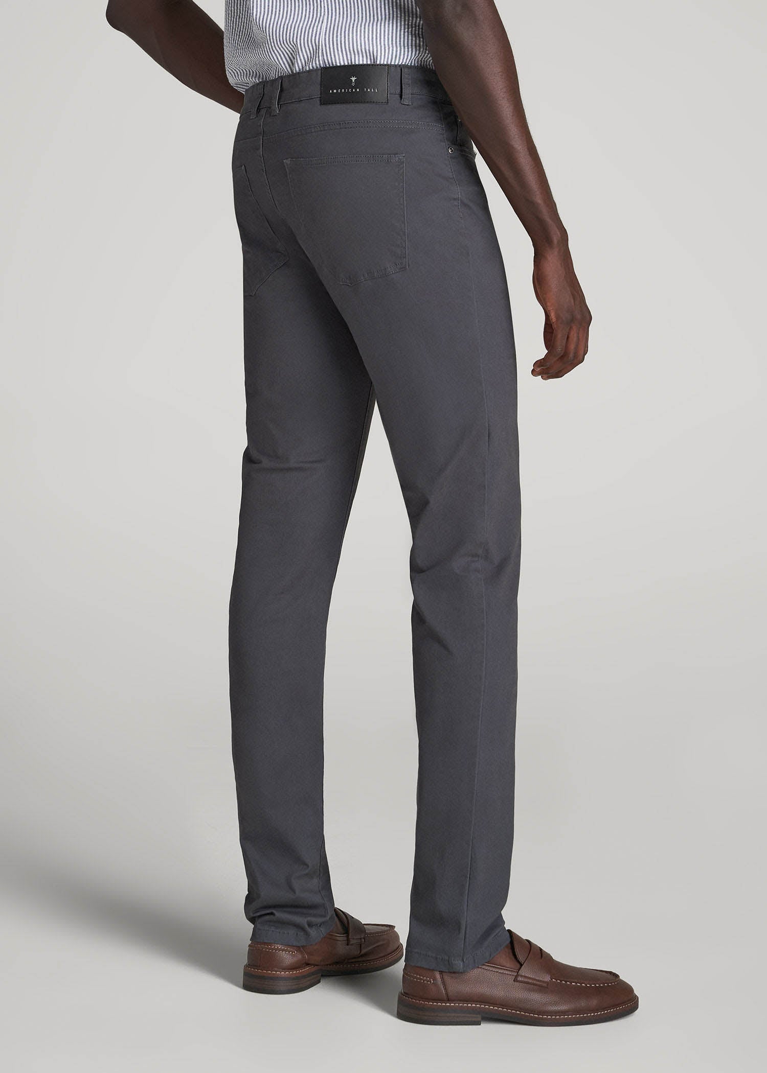 Dylan Slim Fit Five-Pocket Pants For Tall Men in Iron Grey