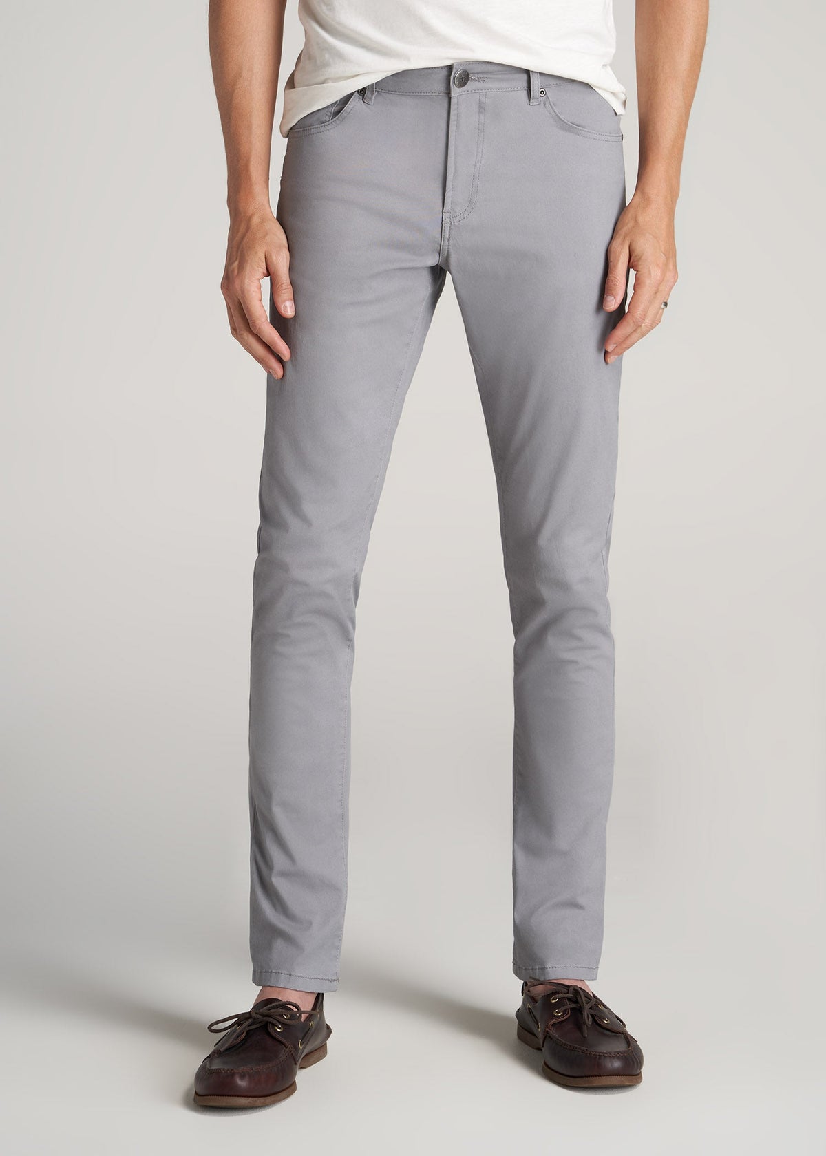 Carman TAPERED Fit Five Pocket Pants for Tall Men in Pebble Grey