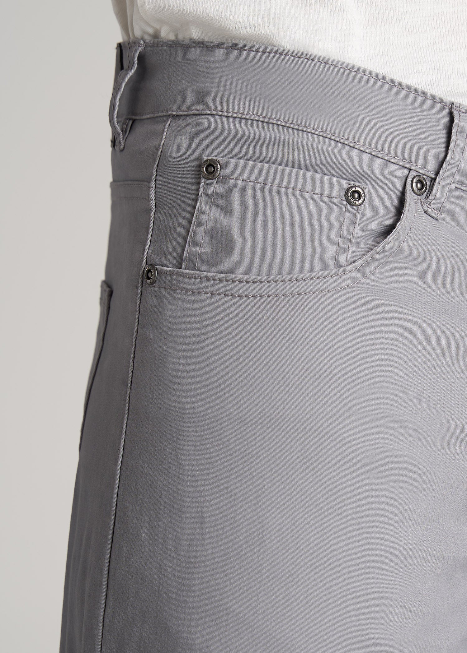 Carman TAPERED Fit Five Pocket Pants for Tall Men in Pebble Grey