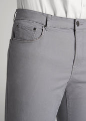 Dylan Slim Fit Five-Pocket Pants For Tall Men in Pebble Grey