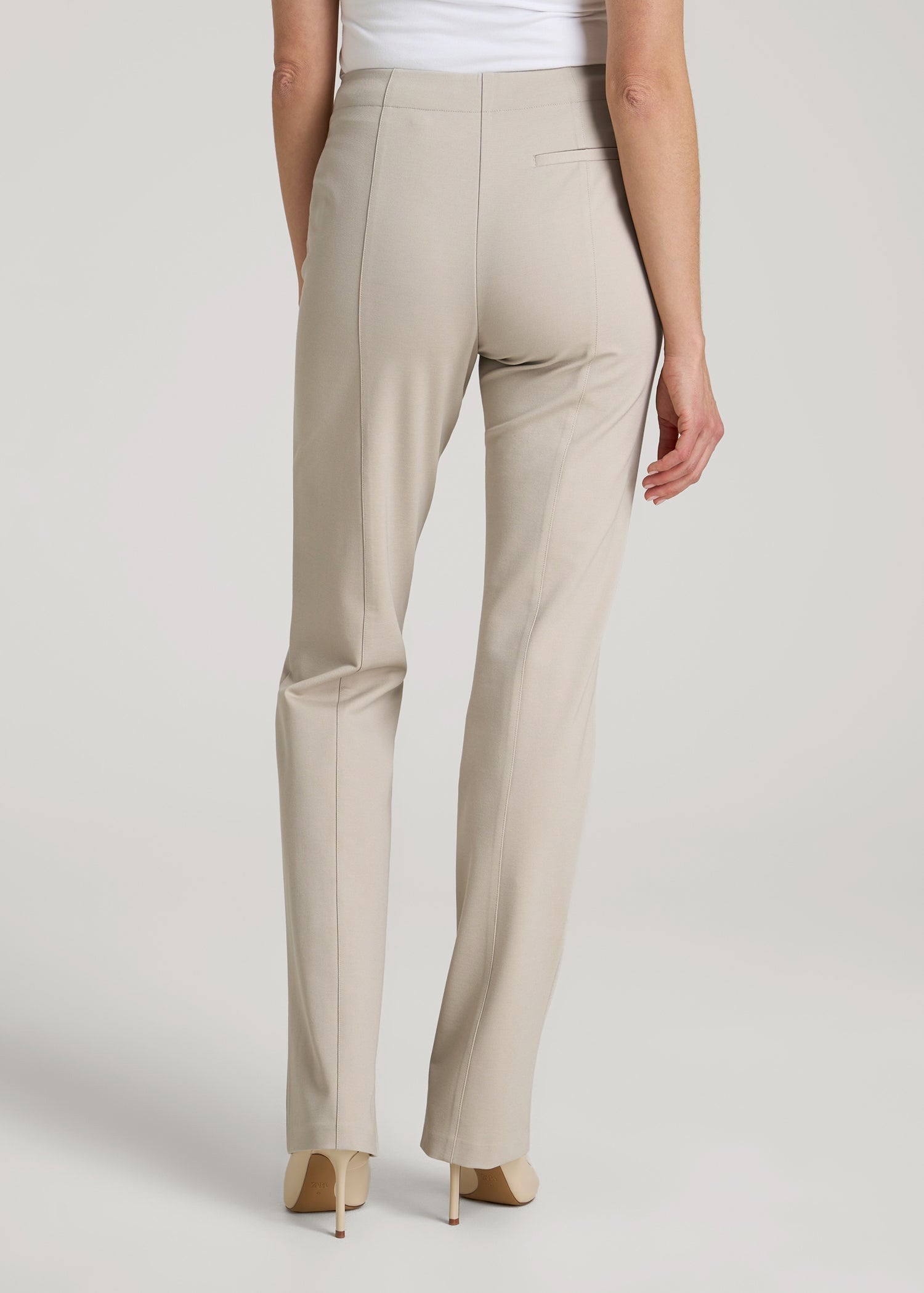 Freedom Flex Slim Straight Leg Dress Pants for Tall Women in Stone