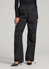 Garment Dyed Parachute Chino Pants for Tall Women in Vintage Black