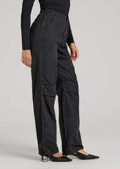 Garment Dyed Parachute Chino Pants for Tall Women in Vintage Black