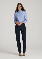 Flat Front Tapered Dress Pants for Tall Women in True Navy